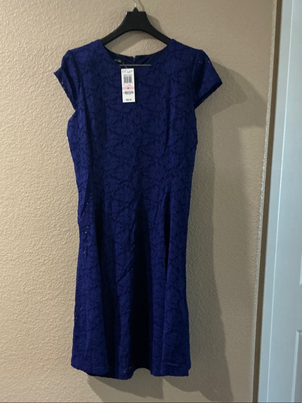 Alfani Royal Blue Lace Cap Sleeve Midi Dress